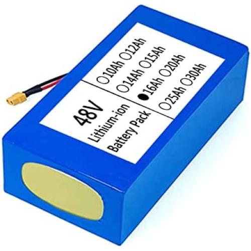Jieoto 48V 16000mAh E-Bike Battery Pack Electric Wheelchairs Lithium Battery 16Ah 13S 6P Battery Pack with 54.6V Charger Suitable for Electric Scooter Mopeds Electric Motorcycles