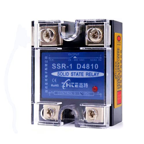 Laituods Single Phase Solid State Relay SSR-1D4810 DC Input 3-32V, AC 24-480V,DC Control AC Suitable for Heating, Lighting, Motor and Industrial Equipment(10A)