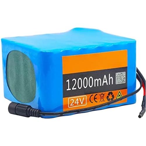 Jieoto 24V 12Ah E-Bike Battery 6S 5P 12000mAh Waterproof PVC Battery Pack Electric Scooter Rechargeable Battery with 2A Charger Fit for 350W-50W Ebike Motor