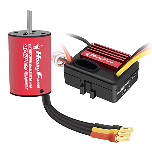 Hobby Fans 2838 4500KV 4P Sensorless Brushless Motor & 35A Brushless ESC for 1/12 1/14 1/16 RC Car