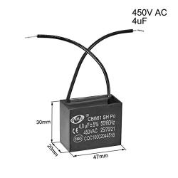uxcell Ceiling Fan Capacitor CBB61 4uF 450V AC 2 Wires Metalized Polypropylene Film Capacitors 47x20x30mm for Water Pump Motor Generator