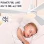 Obabala 52 White Ceiling Fan with Lights Modern Ceiling Fan with Remote Control Reversible DC Motor and Matte White, 6 Speed, Timer