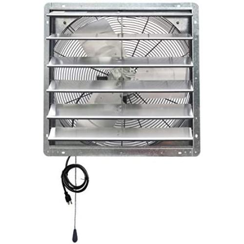 iLIVING ILG8SF24V-T 24 inch Shutter Exhaust Attic Garage Grow, Ventilation Fan with 2 Speed Thermostat 6 Foot Long 3 Plugs Cord, 24