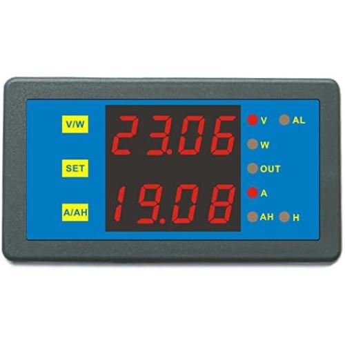 AILI DC Programmable Meter Controller 0-200V 0-750A Volt Amp Power Ah Auto Shut Down for Solar Battery Monitor Car Motor Panel Mount Blue Display