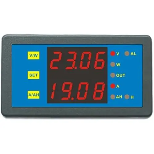 AILI DC Programmable Meter Controller 0-200V 0-750A Volt Amp Power Ah Auto Shut Down for Solar Battery Monitor Car Motor Panel Mount Blue Display