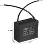 uxcell Ceiling Fan Capacitor CBB61 6uF 450V AC 2 Wires Metalized Polypropylene Film Capacitors 47x20x37.5mm for Water Pump Motor Generator