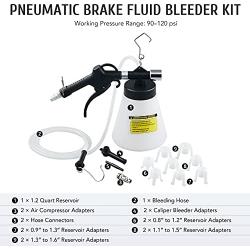 Orion Motor Tech Brake Bleeder, Pneumatic Brake Fluid Bleeder Kit with 8 Master Cylinder Adapters, 1L Vacuum Brake Bleeder for Solo Brake Fluid Replacement, Brake Fluid Bleeder Kit