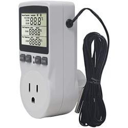 KETOTEK Digital Thermostat Outlet Plug Temperature Controller Outlet Socket 120V Heating Cooling Control 110V 15A Celsius/Fahrenheit Display