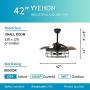 Industrial Ceiling Fan with Lights and Remote Control, 42 Inch Chandelier Fan with Retractable Blades, Vintage Cage Ceiling Lights, Black