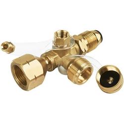 SHINESTAR Propane Brass Tee with 4 Port Adapter for RV and Motorhome, Propane Gas 4 Port Tee with Solid Brass