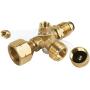 SHINESTAR Propane Brass Tee with 4 Port Adapter for RV and Motorhome, Propane Gas 4 Port Tee with Solid Brass