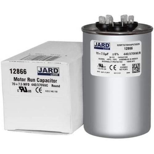 Motor Dual Run Capacitor Round 70 + 7.5 uf MFD 440 Volt VAC 12866
