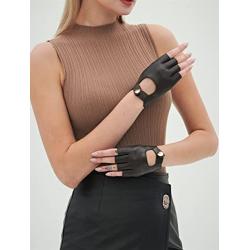 YISEVEN Womens Motorcycle Driving Fingerless Leather Gloves Unlined