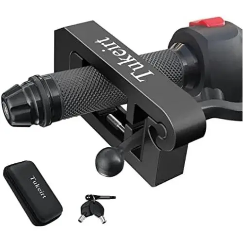 Tukeirt Motorcycle Lock - Adjustable Anti Theft for Motorcycles Mopeds Motorbikes Scooters ATVs Dirt Bike Street Bike Braking The Front Wheel Use on Grip Brake Handlebar(Black)