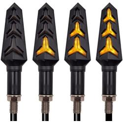 Acelane 4PCS Motorcycle Indicators Flowing Turn Signal Lights LED Turn Signals 12V 12 LEDs for Motorcycle Motorbike Scooter Quad Cruiser Off Road Y Shape