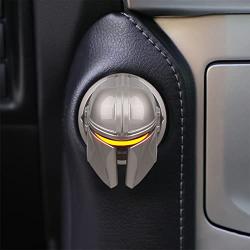 Mando The Mandalorian Star Wars Push to Start Button Cover, Car Ignition Button Cover, Car Start and Stop Button Decoration Ring, Anti Scratch Car Button Decoration Ring (Silver)