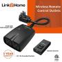 Link2Home Outdoor Weatherproof Wireless Remote Control Double Outlets, 100 ft range, Pre-programmed. Switch ON/OFF Holiday Decorations, Christmas Lights and Sprinklers. Black (1 Outlet, 1 Remote)