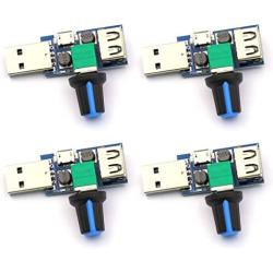 CenryKay DC 5V USB Fan Stepless Speed Controller Regulator Input DC4-12V to 2.5-8V and Speed Control Knob with Switch Function（4PCS)
