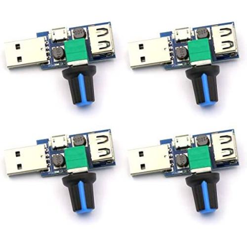 CenryKay DC 5V USB Fan Stepless Speed Controller Regulator Input DC4-12V to 2.5-8V and Speed Control Knob with Switch Function（4PCS)