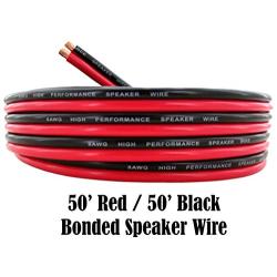 GS Power 8 AWG (American Wire Gauge) Copper Clad Aluminum Zip Cord Cable for Car Audio Radio Amplifier Remote Battery 12 Volt Automotive Wiring, 50 ft Red & Black Bonded