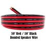 GS Power 8 AWG (American Wire Gauge) Copper Clad Aluminum Zip Cord Cable for Car Audio Radio Amplifier Remote Battery 12 Volt Automotive Wiring, 50 ft Red & Black Bonded