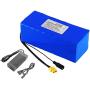 36V 12Ah E-Bike Lithium Ion Battery Pack, with 42V Charger + Built-in 20A BMS, for 200W-500W Motors, Rechargeable Replacement Battery
