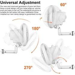 Grow Tent Fan Oscillating,6 inch 2 Speed Adjustable Tilt Clip on Fan 25W Copper Wire Motor 0.4