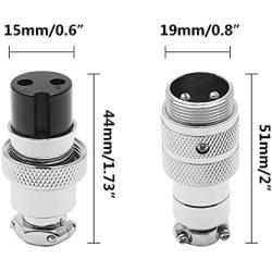 Eilumduo 2 Sets Aviation Connector 2P 10A GX20-2 Waterproof Metal Male Female Wire Panel Power Chassis Fittings Connector Aviation Plug Silve
