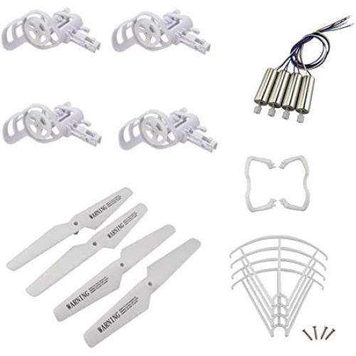 Upgraded Spare Parts for Syma X5 X5C X5C-1 RC Mini Quadcopter Drone Motors Main Blade Propellers Motor Base Propeller Protectors Blades Frame Landing Skid Included Mounting Screws Set White