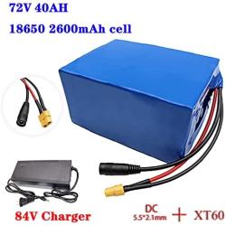 Wnicek 72V 20Ah 30AH 40AH E-Bike Battery Pack with Charger and BMS Electric Motorcycles/Electric Scooter/Mopeds/Electric Tricycles Lithium-ion Battery Fit for 2800W-1000W Motor