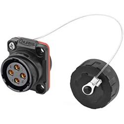 YM20 Aviation Connector M20 Plastic Male Plug + Square Female Socket Φ20mm Outdoor Waterproof IP67 Connectors with Cap Panel Mount 4 Pin Gold Plated for Industrial Device Power