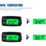 Runleader Digital LCD Engine Temp Gauge,Dual Temperature Record,Backlight Display,User Shutdown,Battery & External Power Supply for Generator Motorcycle Dirtbike ATV Outboard Motor Marine Snowmobile