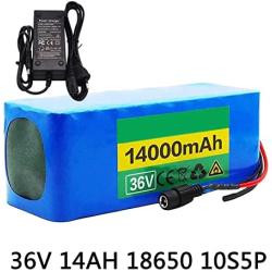 Wnicek 36V 14000mAh E-Bike Lithium Battery 10S 5P 14Ah Lithium-ion Battery Rechargeable Battery Pack Fit for 200W 250W 350W 500W 750W Motor with Charger+ BMS
