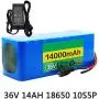 Wnicek 36V 14000mAh E-Bike Lithium Battery 10S 5P 14Ah Lithium-ion Battery Rechargeable Battery Pack Fit for 200W 250W 350W 500W 750W Motor with Charger+ BMS