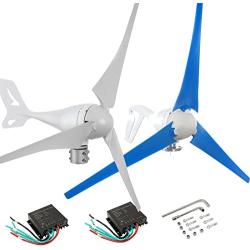 Dyna-Living 400W 12V Wind Turbine Generator & 800W 12V Wind Turbine Motor with Charge Controller for Home Marine Industrial Energy Blue 3 Blades and White 3 Blades (Not Included Mast)