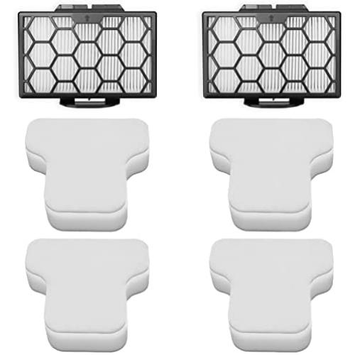 LemonQueen AZ351 Vacuum Filter Replacement Kit for Shark Self-Cleaning Brushroll & DuoClean PowerFins Canister Vacuum CZ2001, CZ351, Replace Part XHPCZ350, XFFKCZ350, 2 Post-Motor Filters, 4 Foam Filters