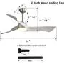 Sofucor Ceiling Fan 52 Inch Wood Ceiling Fan with Lights Remote Control Dimmable Light Reversible DC Motor Modern Ceiling Fan for Kitchen Bedroom Basement Dining Living Room Grey