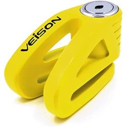Acekit Veison Bicycle and Motorcycle Brake Disc Lock Heavy Duty Strengthen Body Sawing Resistant with Four Ribs 6mm Harden Lock Pin with Remind Cable-Yellow