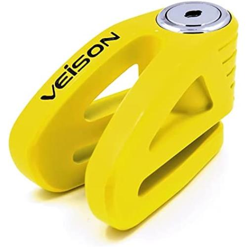 Acekit Veison Bicycle and Motorcycle Brake Disc Lock Heavy Duty Strengthen Body Sawing Resistant with Four Ribs 6mm Harden Lock Pin with Remind Cable-Yellow