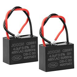 BEEYUIHF CBB61 Fan Capacitor 4.0UF 450V AC 50/60Hz 2 Wire for Fan/Ceiling Fan Motor Start Run Capacitance(Pack of 2Pcs)