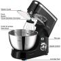 BONISO Stand Mixer, 5.5-QT 600W Tilt Head Food Mixer with Dough Hook, Beater and Whisk, Kitchen Electric Mixer with Stainless Steel Bowl Splash Guard (black)