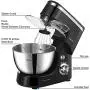 BONISO Stand Mixer, 5.5-QT 600W Tilt Head Food Mixer with Dough Hook, Beater and Whisk, Kitchen Electric Mixer with Stainless Steel Bowl Splash Guard (black)