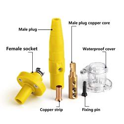 150A 600V High-Power Large-Current Industrial Connectors, Power Cable Aviation Connectors for Motor Frequency Conversion Cabinet Distribution Box, Fast Connectors for Stage Audio Lighting (Yellow)