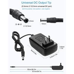 ALITOVE 24V 1A 24W Power Supply Adapter Converter 100~240V AC to DC 24 Volt 1000mA 800mA 650mA 500mA Transformer 5.5mm x 2.5mm 2.1mm Tip for CCTV Camera DC Motor Water Pump (Pack of 5)