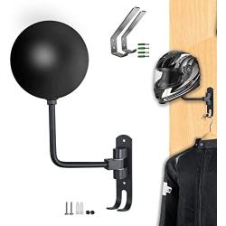 Motorcycle Helmet Rack Set of 3 Helmet Holder Wall Mount Include 180° Rotation Motorcycle Helmet Holder with 2 Hooks and Helmet Hooks Wall Mount for Jackets Caps Motorcycle Helmet Accessories