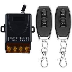 DC 12V 24V 36V 48V Wireless Remote Switch,30A Relay RF Remote Control Light Switches for Motor Pump Security Systems etc with 2PCS Transmitter (Black)