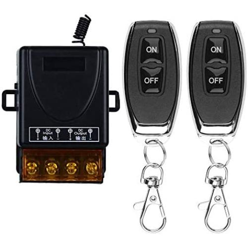 Remote Control Switch DC 12V 30A Relay Wireless Control Switch, 433Mhz Remote Transmitter and Receiver Long Range Latching Switch for Electric Doors, Motor, Wireless Controller and Other Fields
