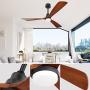 Ghicc Ceiling Fan with Light Remote Control 52Outdoor Ceiling Fan Modern 3 Wood Blade Ceiling Fans with Lights Noiseless DC Motor