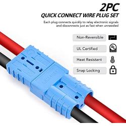 Orion Motor Tech Wire Connector 2 Pack, 50A Wire Harness Plug Kit for 6 to 12 Gauge Cables, 12V to 36V Battery Quick Connect Disconnect Set for Car Bike ATV Winches Lifts Motors More, Set of 2, Blue