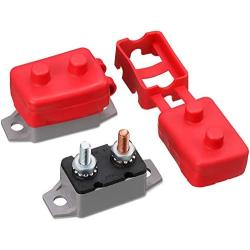 2 Pieces DC 12V - 24V Automatic Reset Circuit Breaker with Cover Stud Bolt and 4 Pieces Wire Lugs for Battery Chargers, Trucks, Buses, Electric Cars, Car Engines and Automotive Supplies (30 Amp)